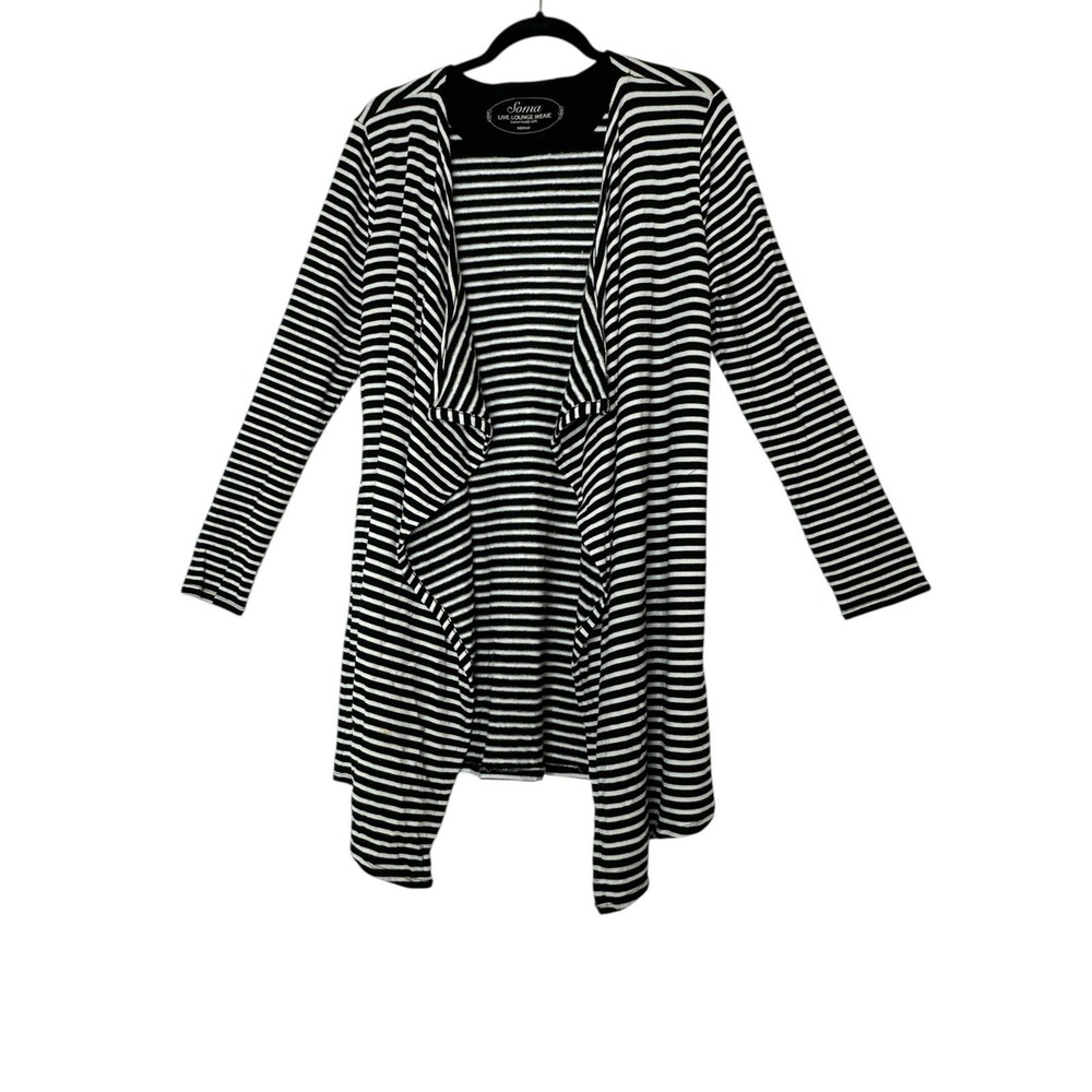 Soma Cardigan Women's Medium French Terry‎ Striped Wrap Loungewear Relaxed